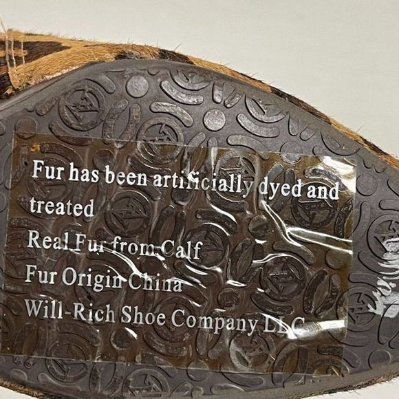 Adrienne Vittadini Sarah Womens Wedge Booties Real Calf Fur Leopard Print Size 6 - Picture 8 of 12